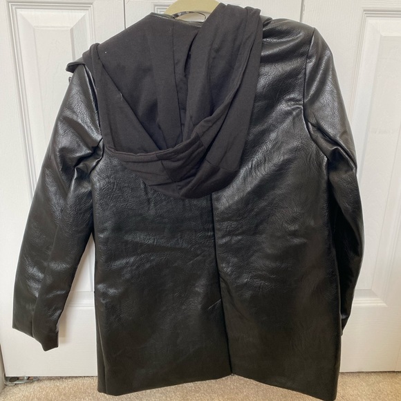 Faux Leather Blazer with Hood - Picture 2 of 3